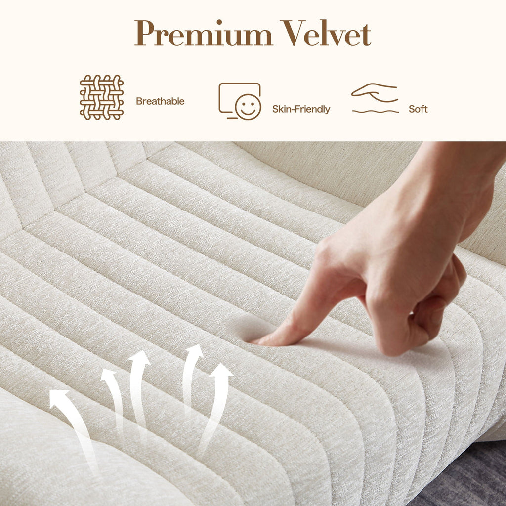 White Bean Bag Chair for Adults with Memory Foam - Chenille Fabric
