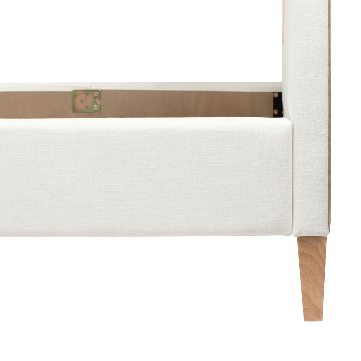 Upholstered Cane Back Platform Bed with Resin Wicker - White