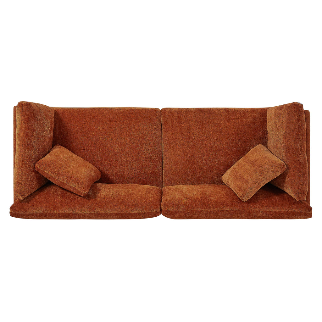 83.50" Modern Flared Arms Sofa with High-Density Cushions - Caramel