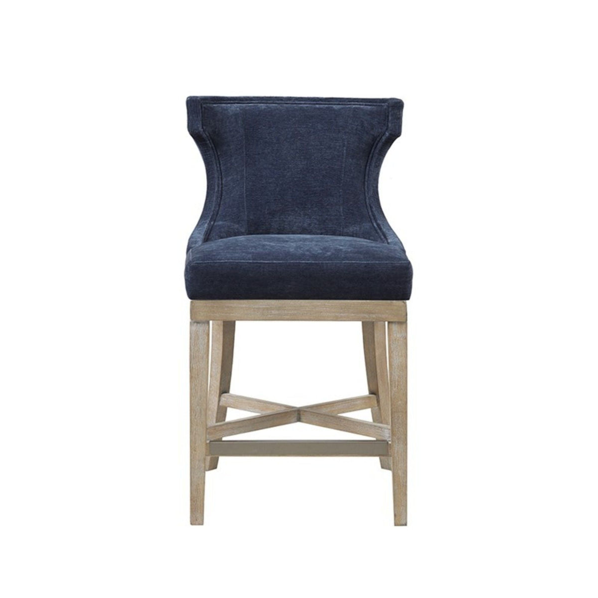 Carson Counter Stool with Swivel Seat - Wingback Design - Beige, Gray, Blue