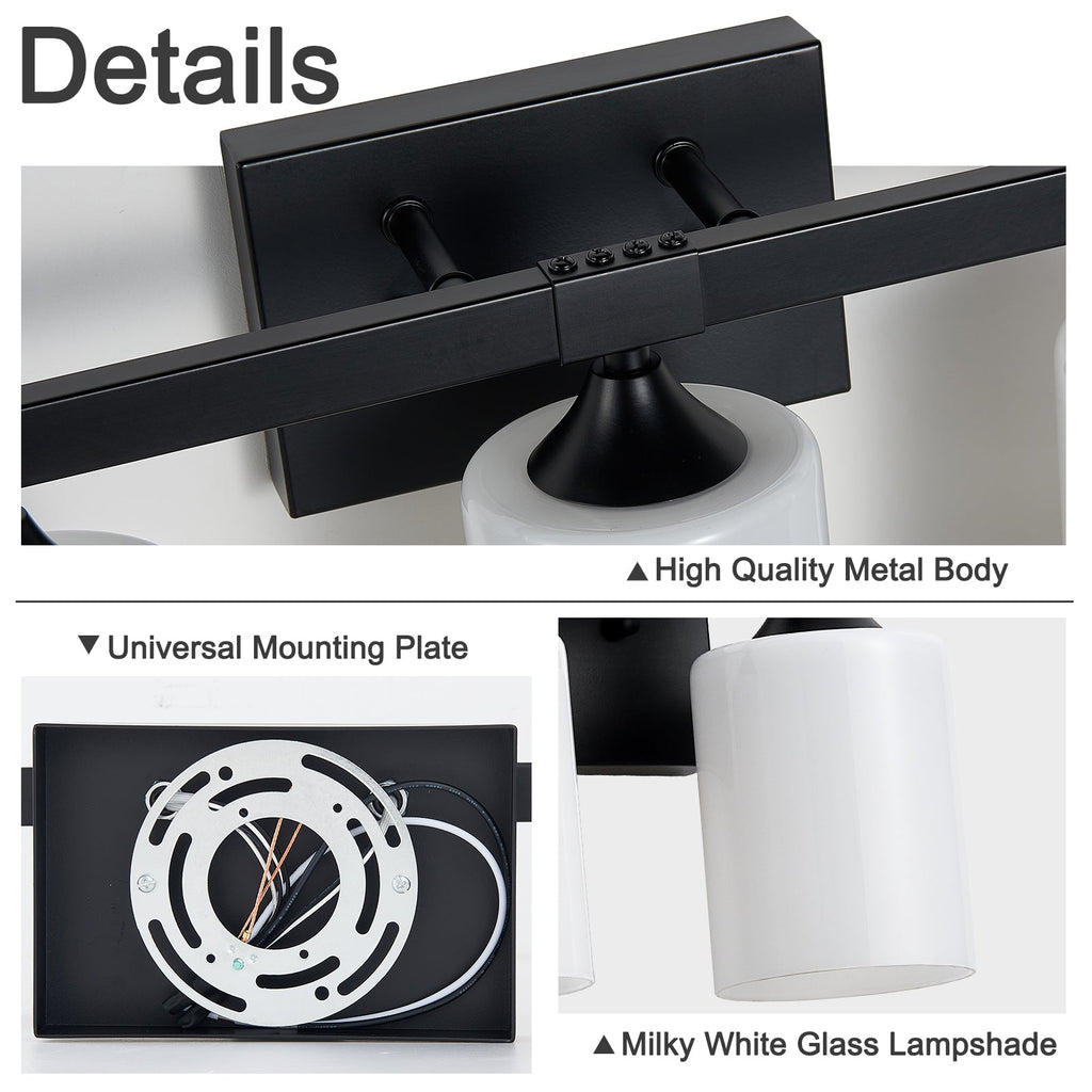 5-Light Bathroom Lighting with Matte Black Finish - Black