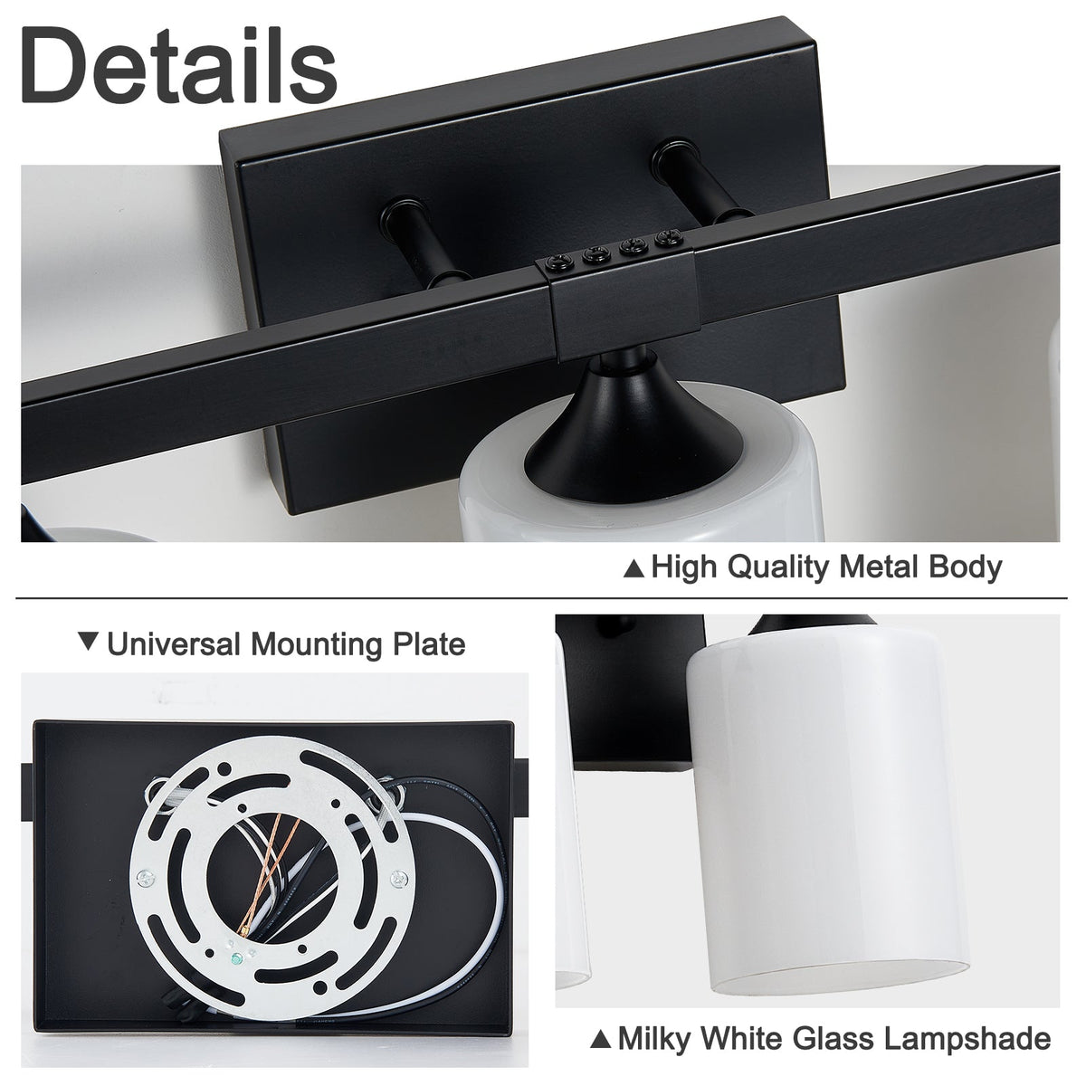 5-Light Bathroom Lighting with Matte Black Finish - Black