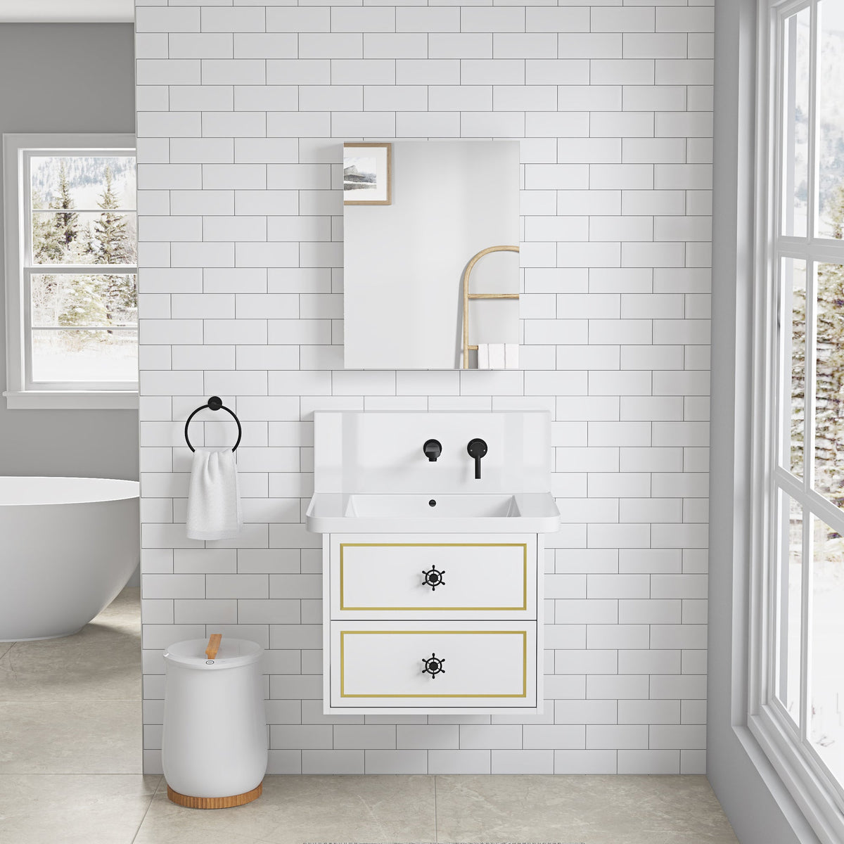 Frameless Mirror Medicine Cabinet with Beveled Edges - Bathroom Storage