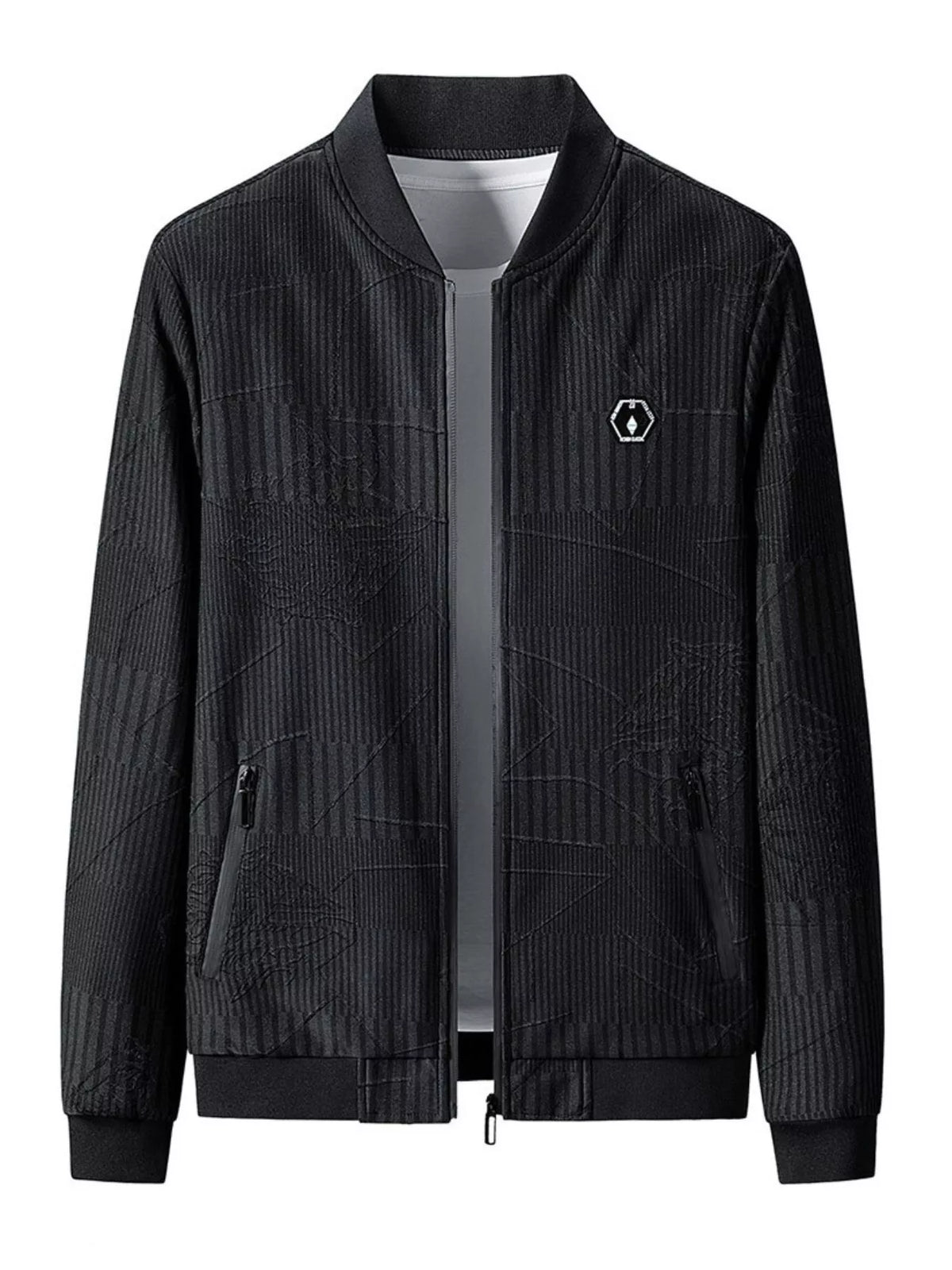 Men's Plus Size Zip Up Textured Jacket
