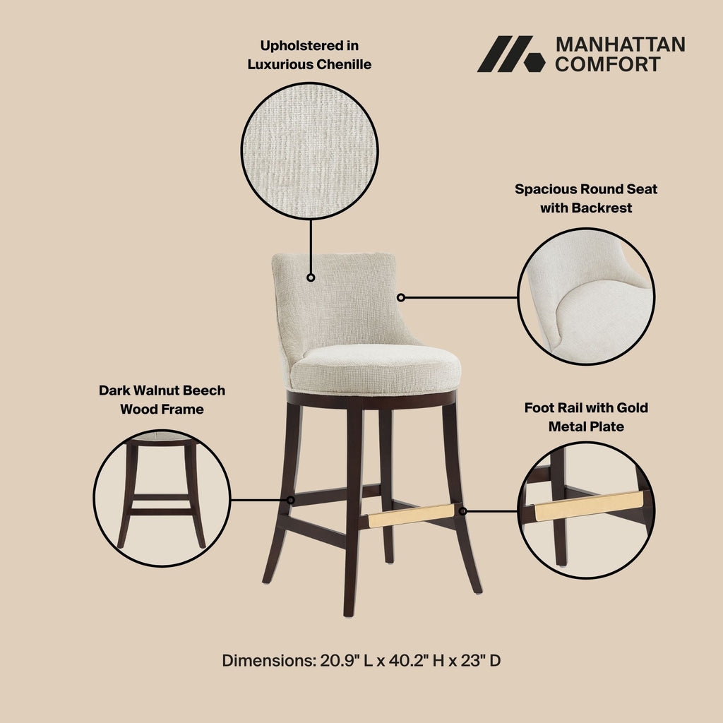 Bar Height Barstool with Backrest - Green, Light Brown, or Beige