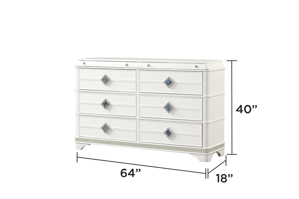 Laguna Modern 5 Piece King Upholstered Bedroom Set with Marble Accents