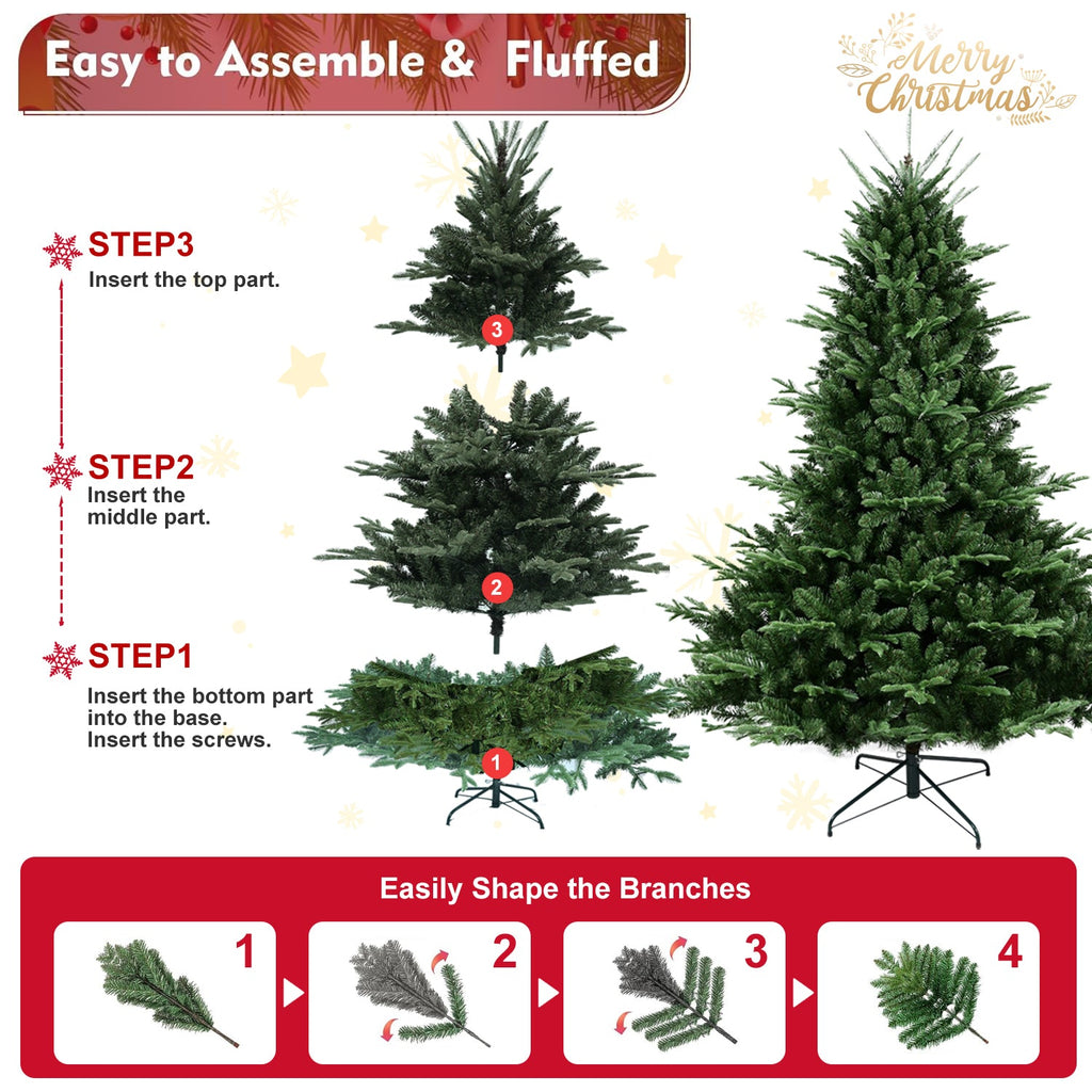 Full-Shaped 7FT Christmas Tree with 2257 Tips and Hinged Structure