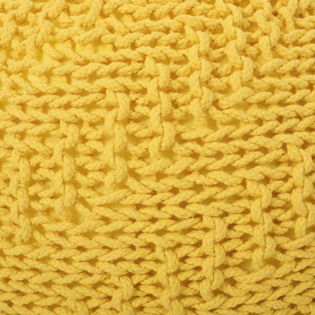 Knitted Round Pouf Ottoman with Polystyrene Bead Filling - Purple or Yellow