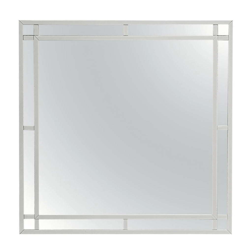 Silver Champagne Square Wall Mirror with Mirrored Accents – Madison