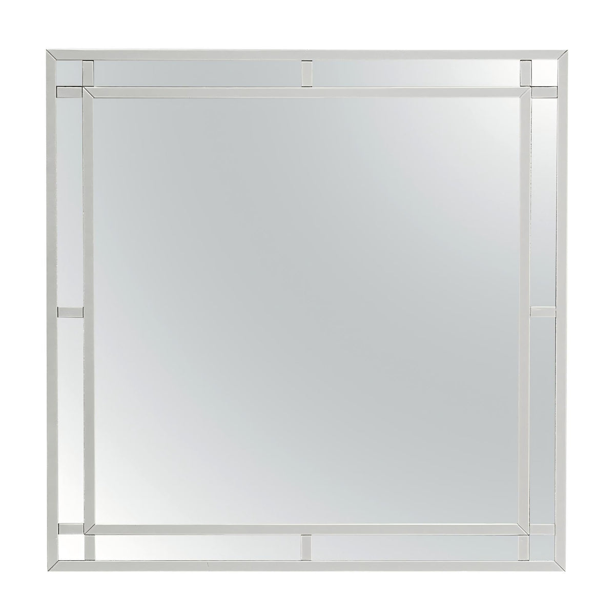 Silver Champagne Square Wall Mirror with Mirrored Accents – Madison