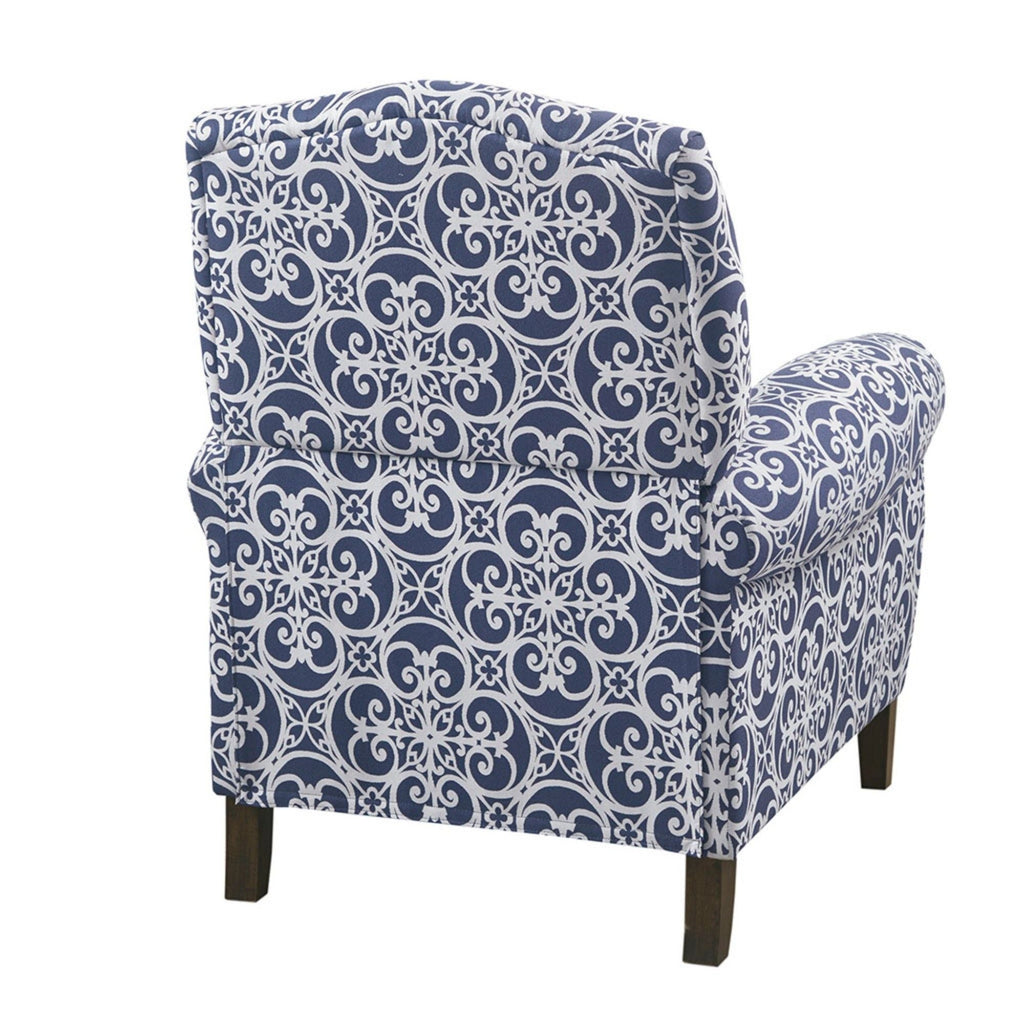Kirby Transitional Push Back Recliner Chair with Solid Wood Frame - Blue or Gray