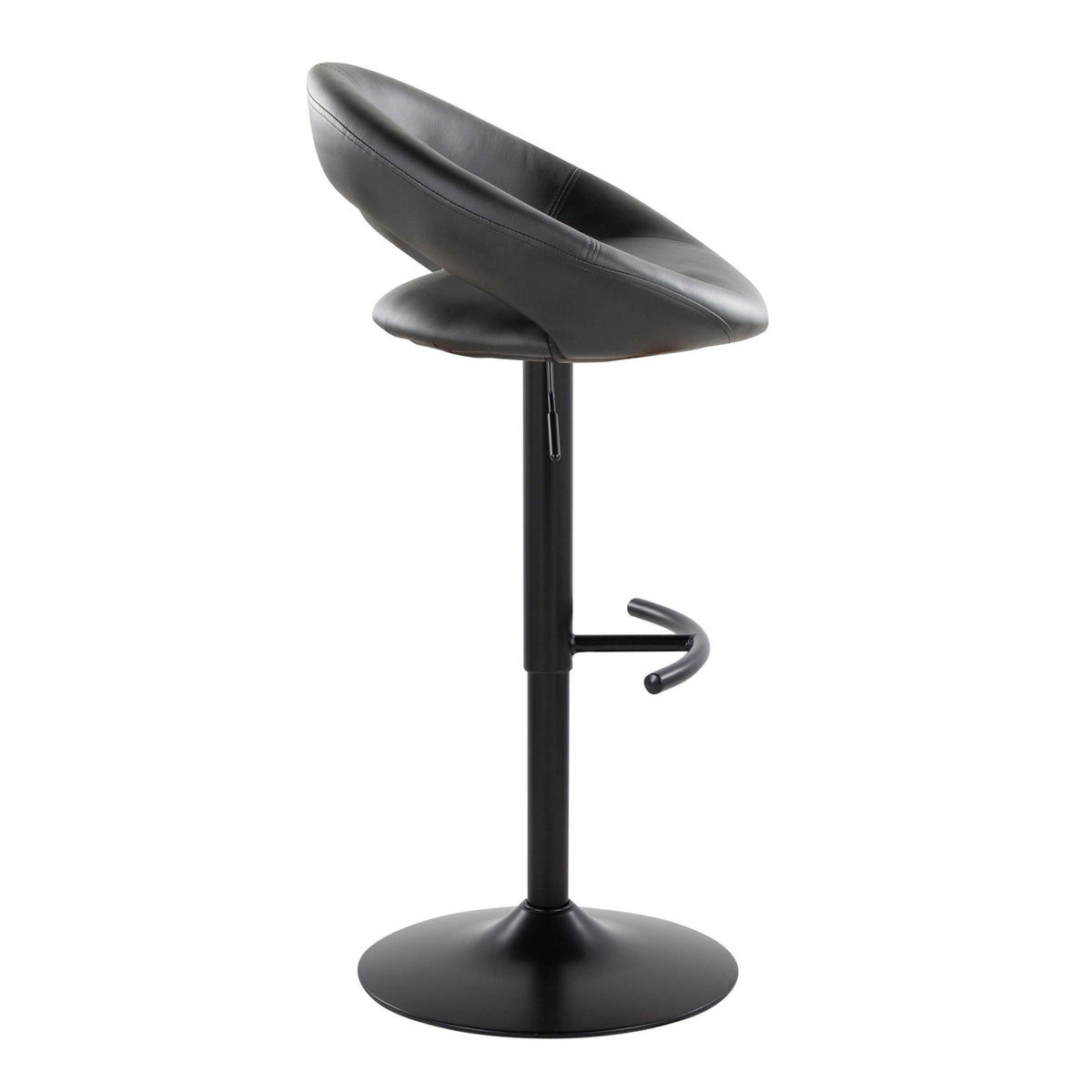 Contemporary Adjustable Barstool Set with Swivel & Rounded T Footrest - Black or White