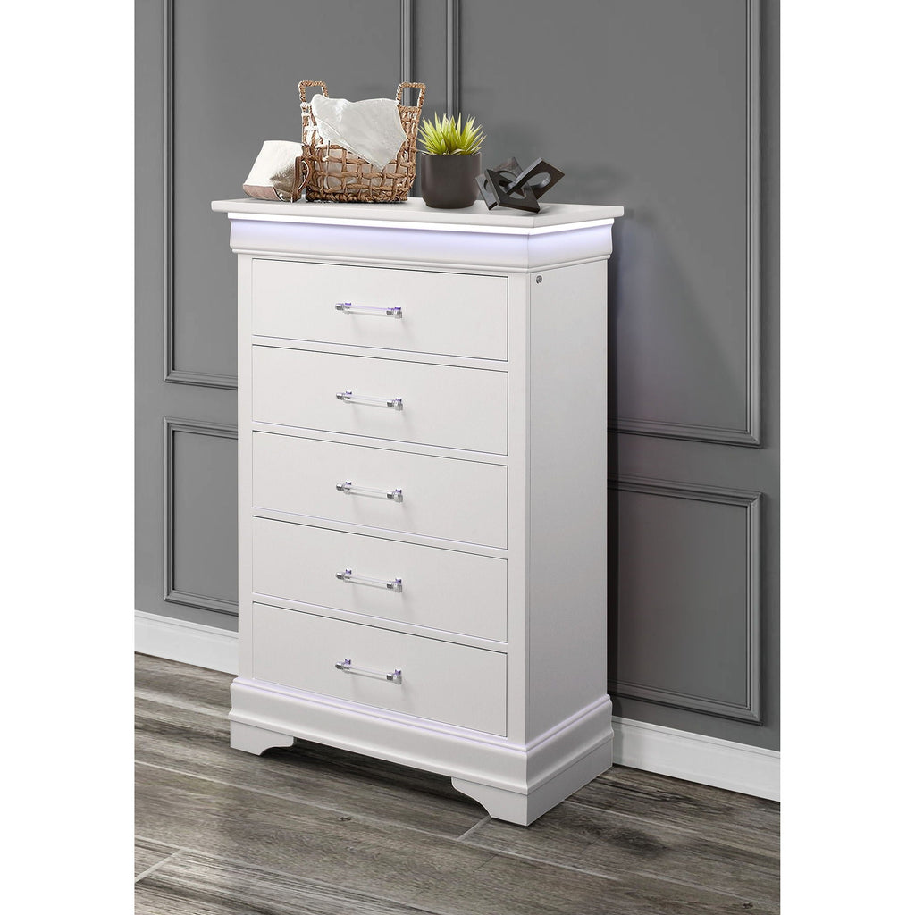 Charlston Accent Chest with LED Lighting – White or Blue