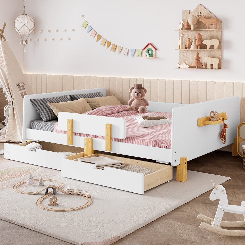Full Size Platform Bed with Storage Drawers - Pine, Plywood & MDF