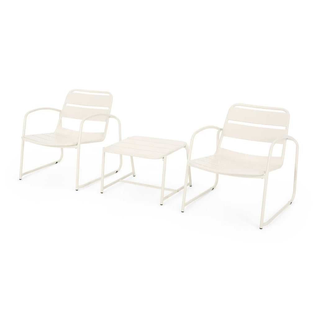 Conrad Chat Set Patio Furniture with Powder-Coated Iron Frames - Black