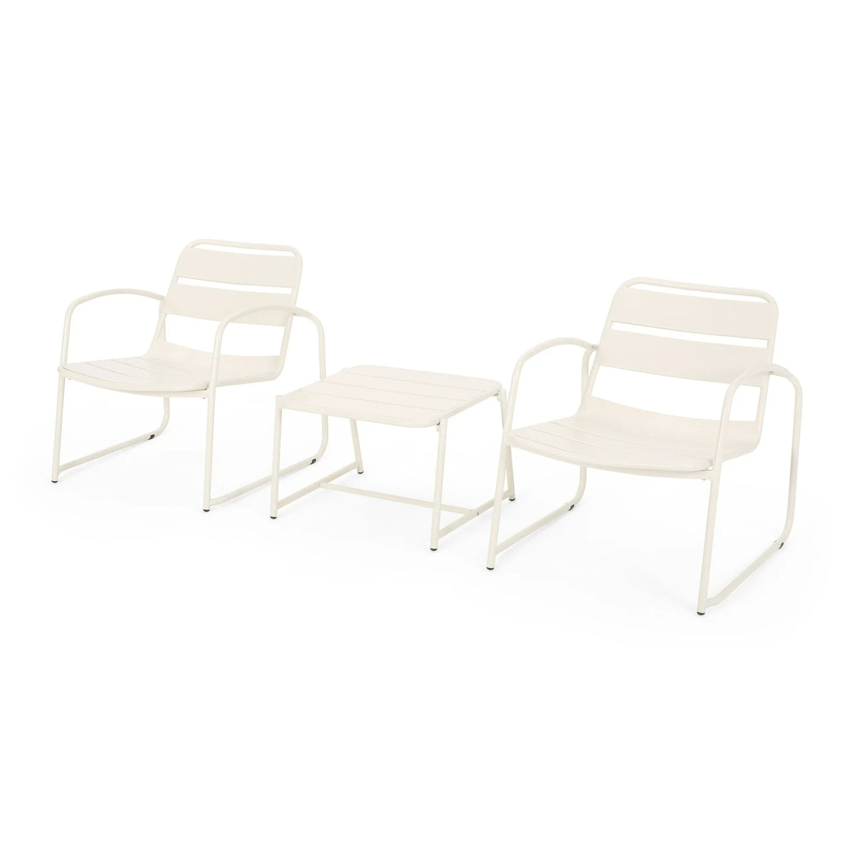 Conrad Chat Set Patio Furniture with Powder-Coated Iron Frames - Black