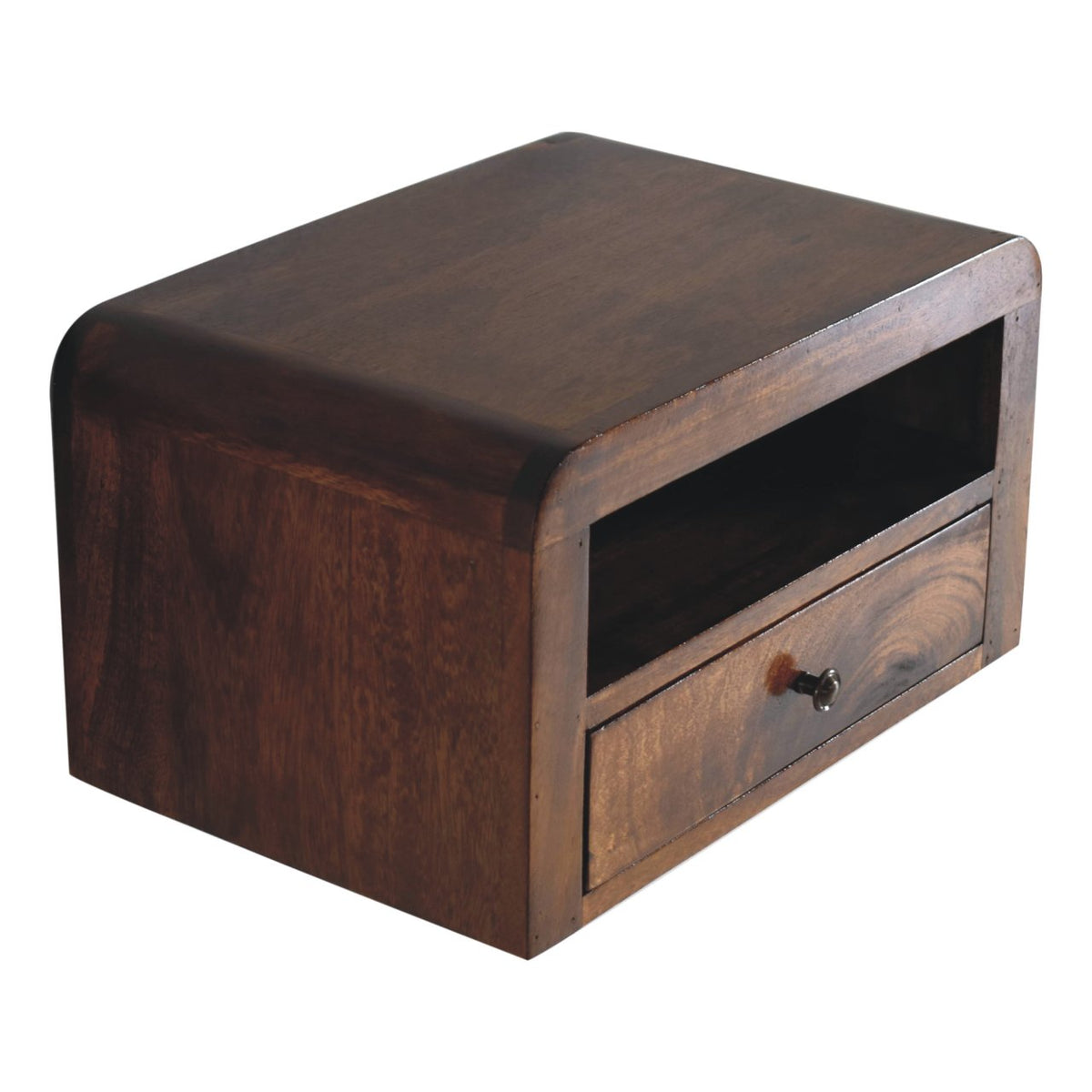 Chunky Chestnut Floating Bedside Nightstand with Drawer and Shelf - Chestnut