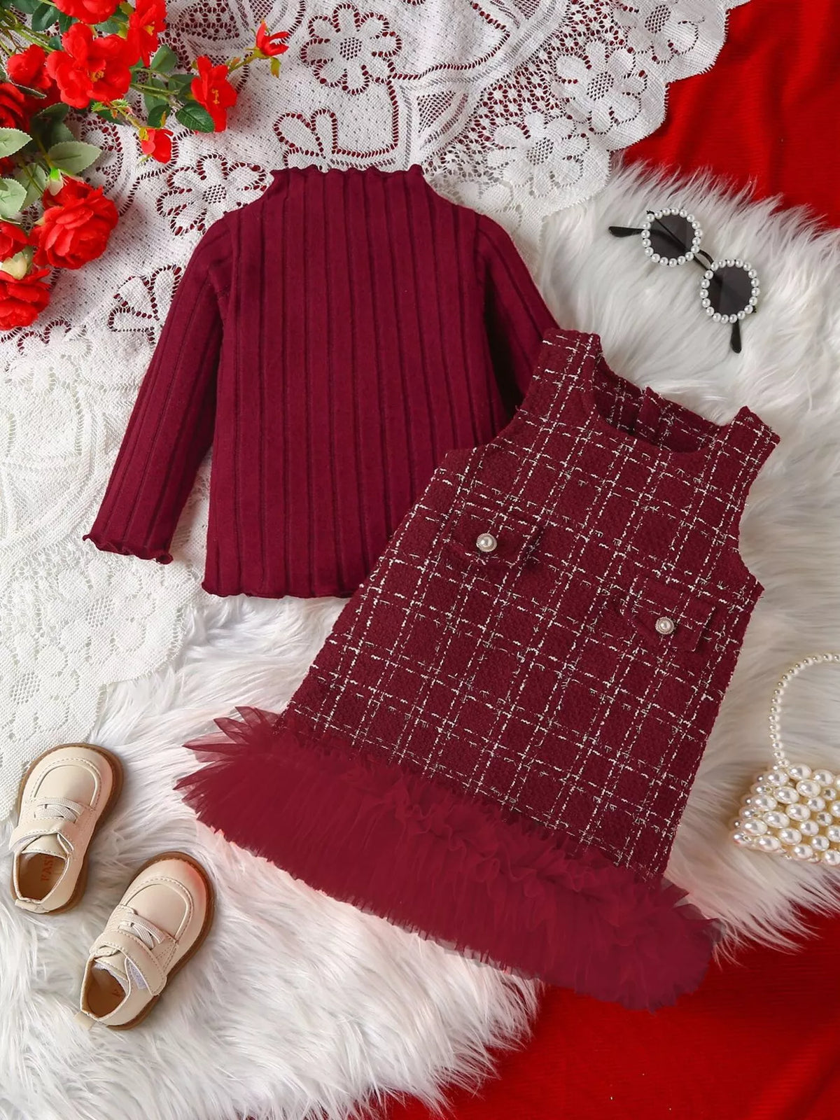 Children's Ribbed Knit Top and Dress Set