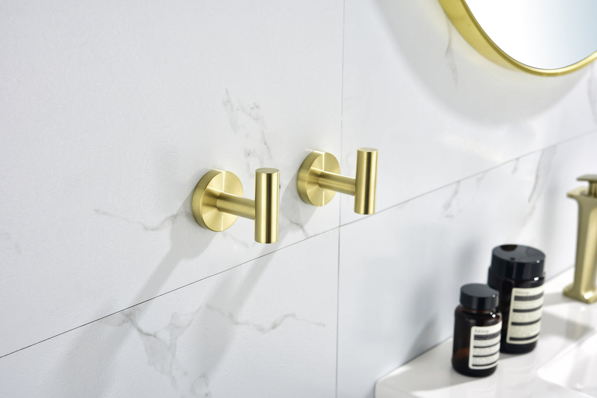 Stainless Steel Bathroom Towel Hooks - 6 Pack, Wall Mounted, Modern Finish
