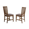 Open Slat Back Kitchen Side Chair Set with Linen Upholstery - Brown Oak