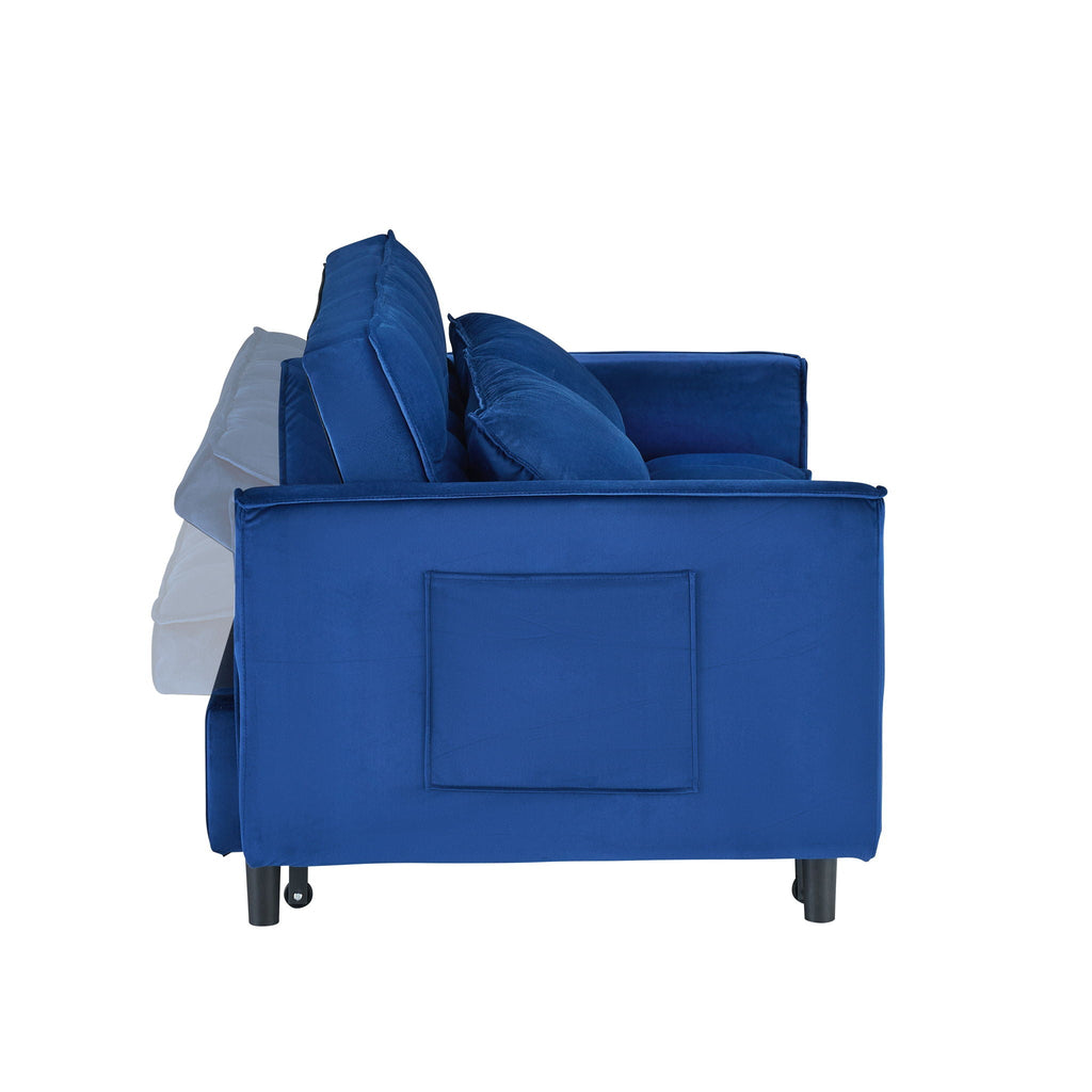 Convertible Velvet Sofa Bed with Storage Pockets - Multiple Colors