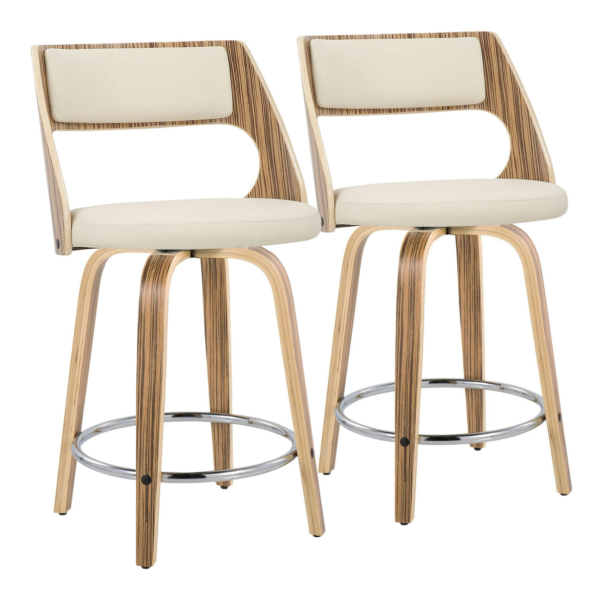 Cecina - Mid-Century Modern Fixed Height Counter Stool with Swivel