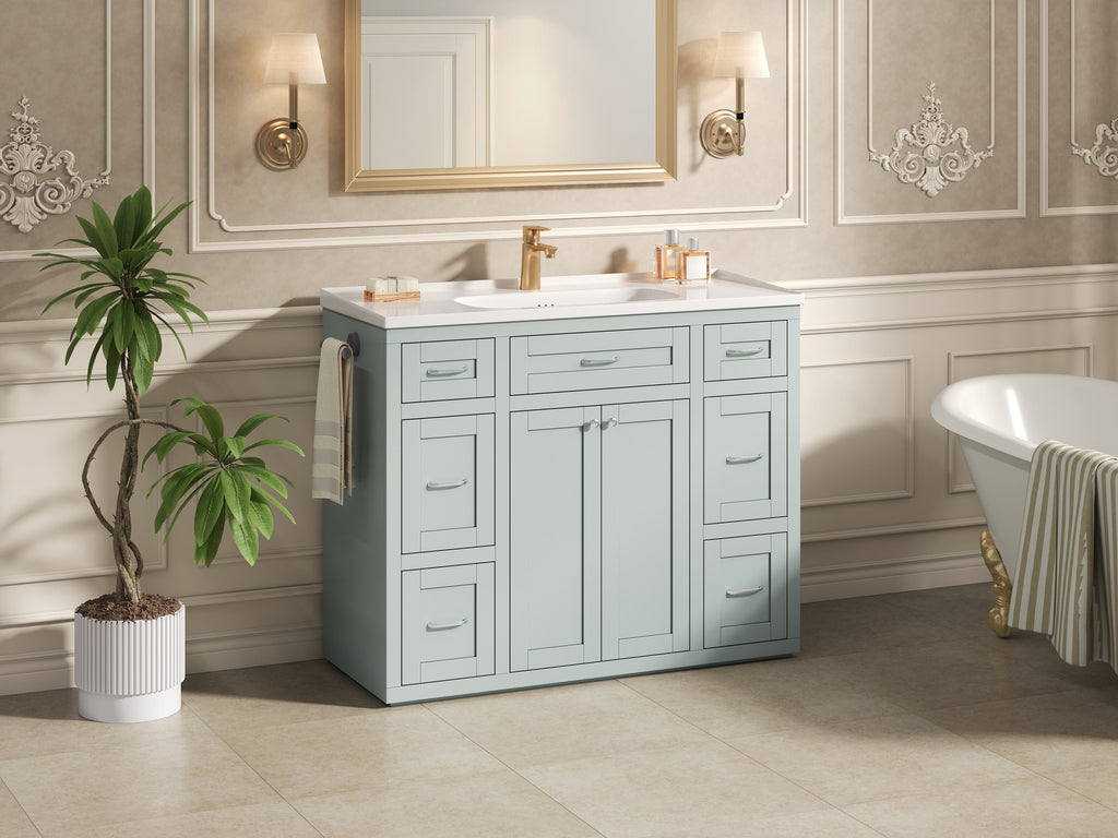 48" Mint Green Bathroom Vanity with Ceramic Sink - Mint Green
