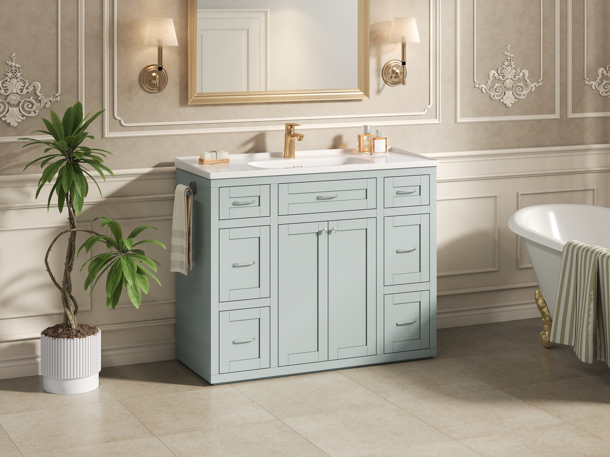 48" Mint Green Bathroom Vanity with Ceramic Sink - Mint Green