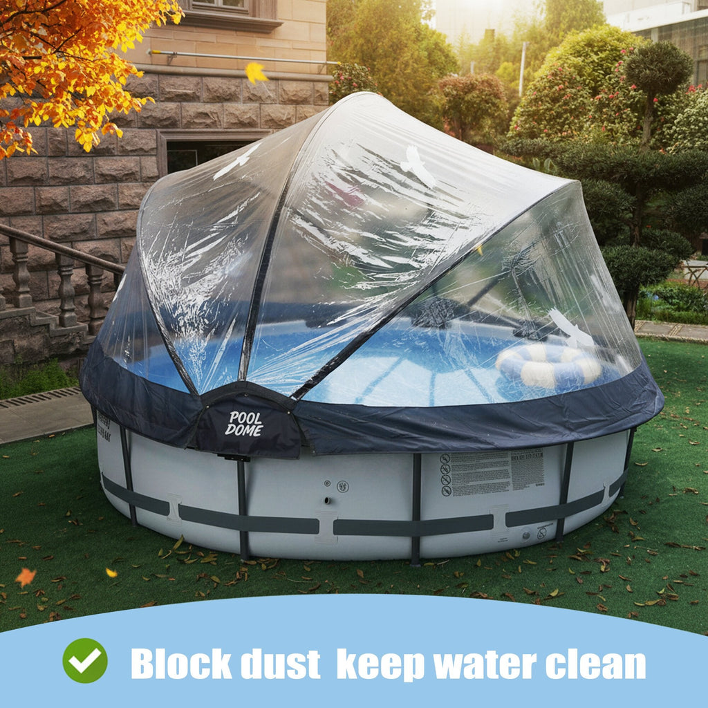 15 Ft Round Multifunctional All Weather Pool Dome Enclosure - Black/White