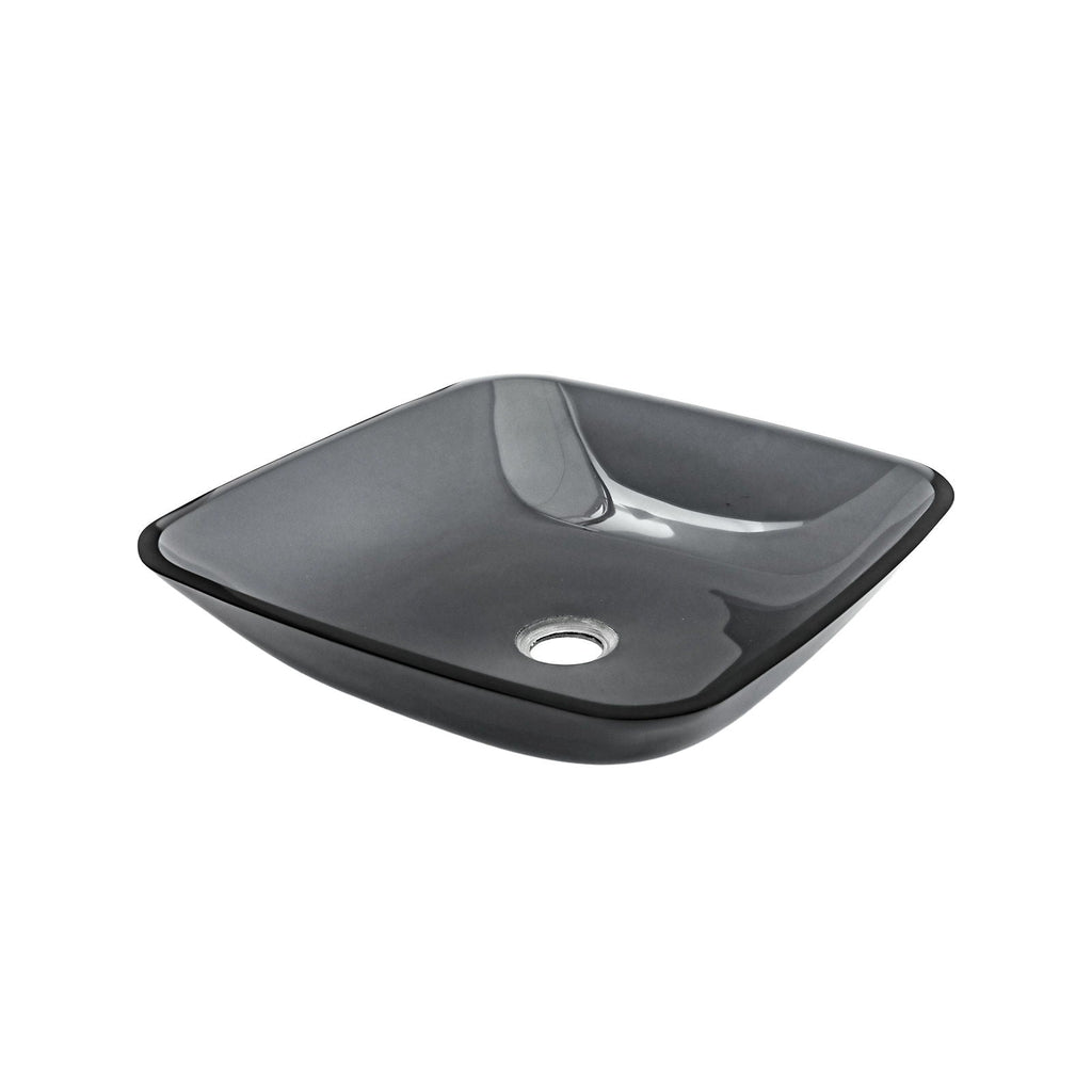 Square Vessel Sink for Bathroom with Pop Up Drain - Gray