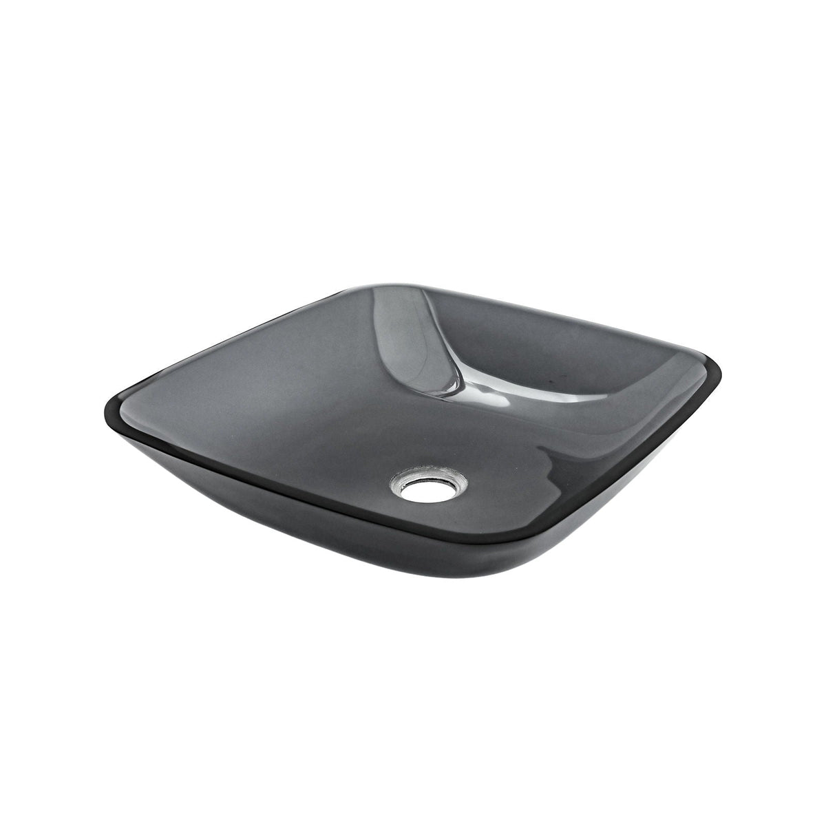 Square Vessel Sink for Bathroom with Pop Up Drain - Gray