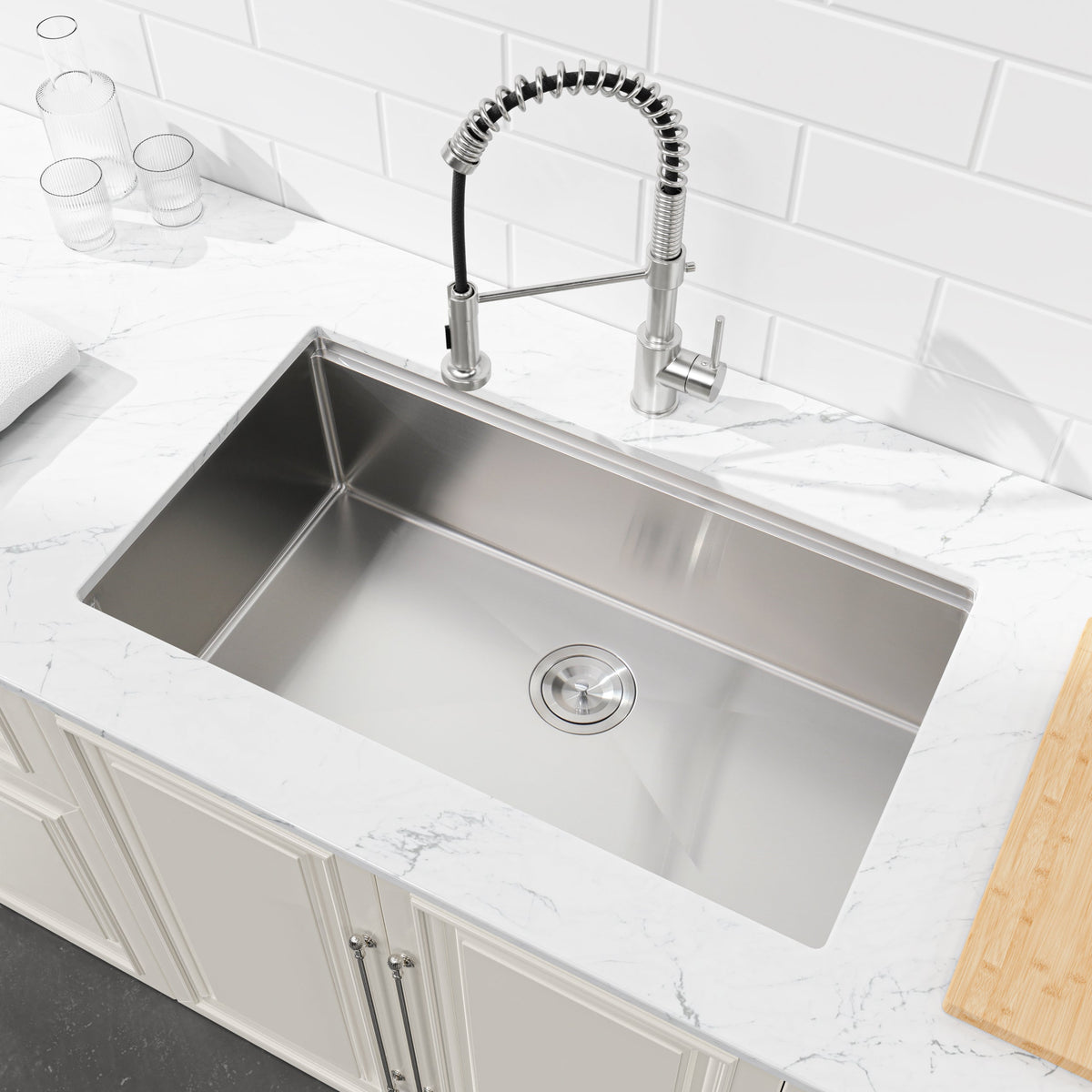 Stainless Steel Kitchen Sink with Single Bowl - Brushed Finish