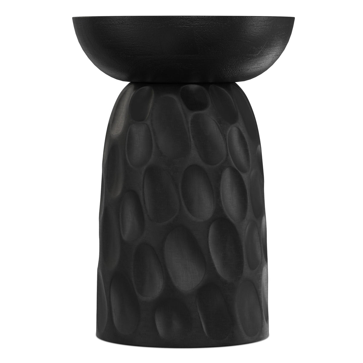 V Chisel Accent Table with Solid Mango Wood - Black