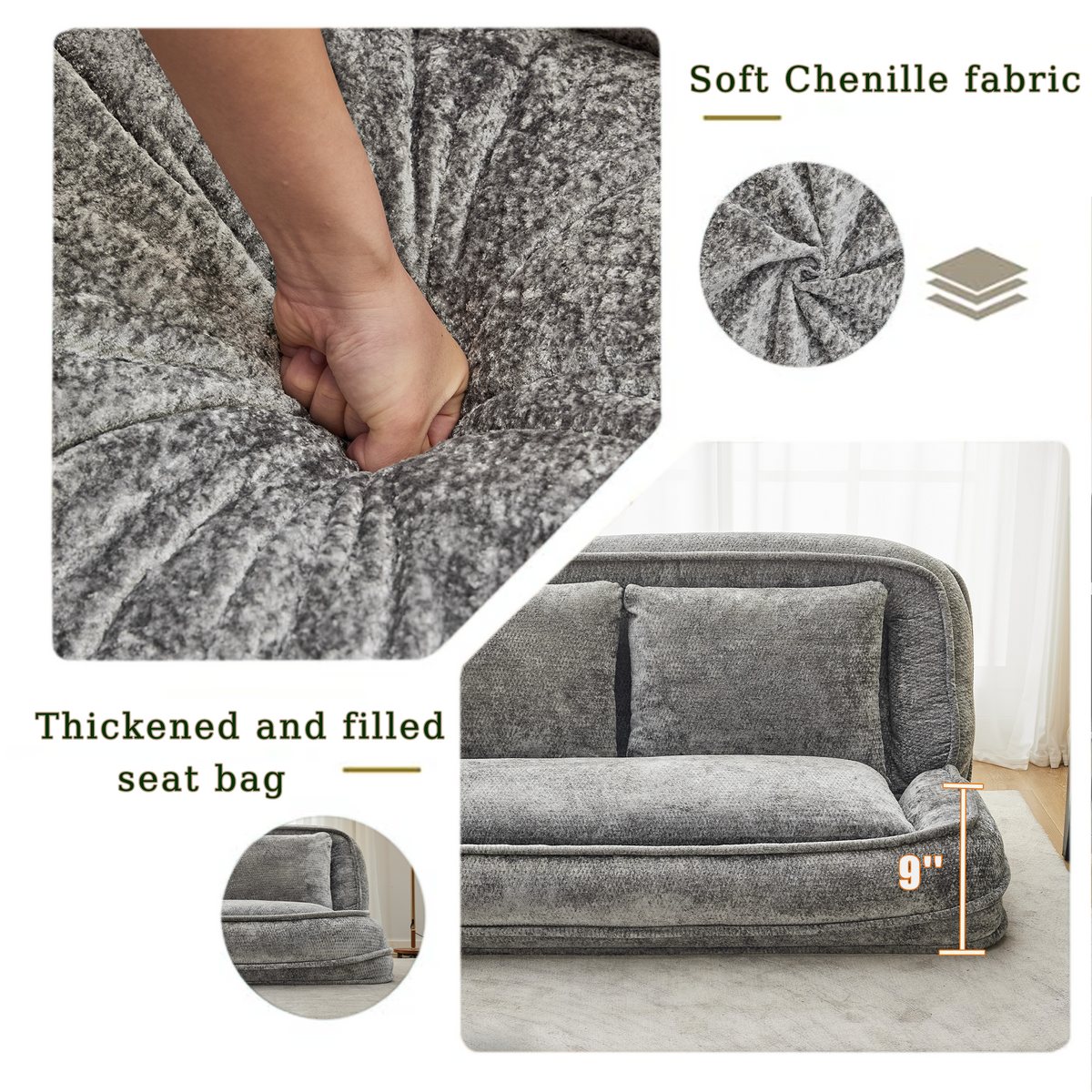 Double Human Dog Bed Loveseat - Extra Large Floor Couch with Adjustable Comfort