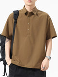 Men's Plus Size Half Button Loose Fit Short Sleeve Polo
