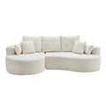 Fabric Cloud Curved Sectional Sofa with Chaise - Snow White