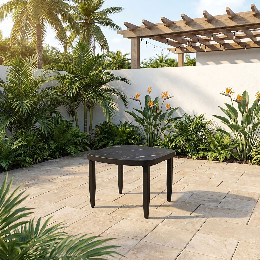 Outdoor Elegance Coffee Table with Rounded Corners – White or Black