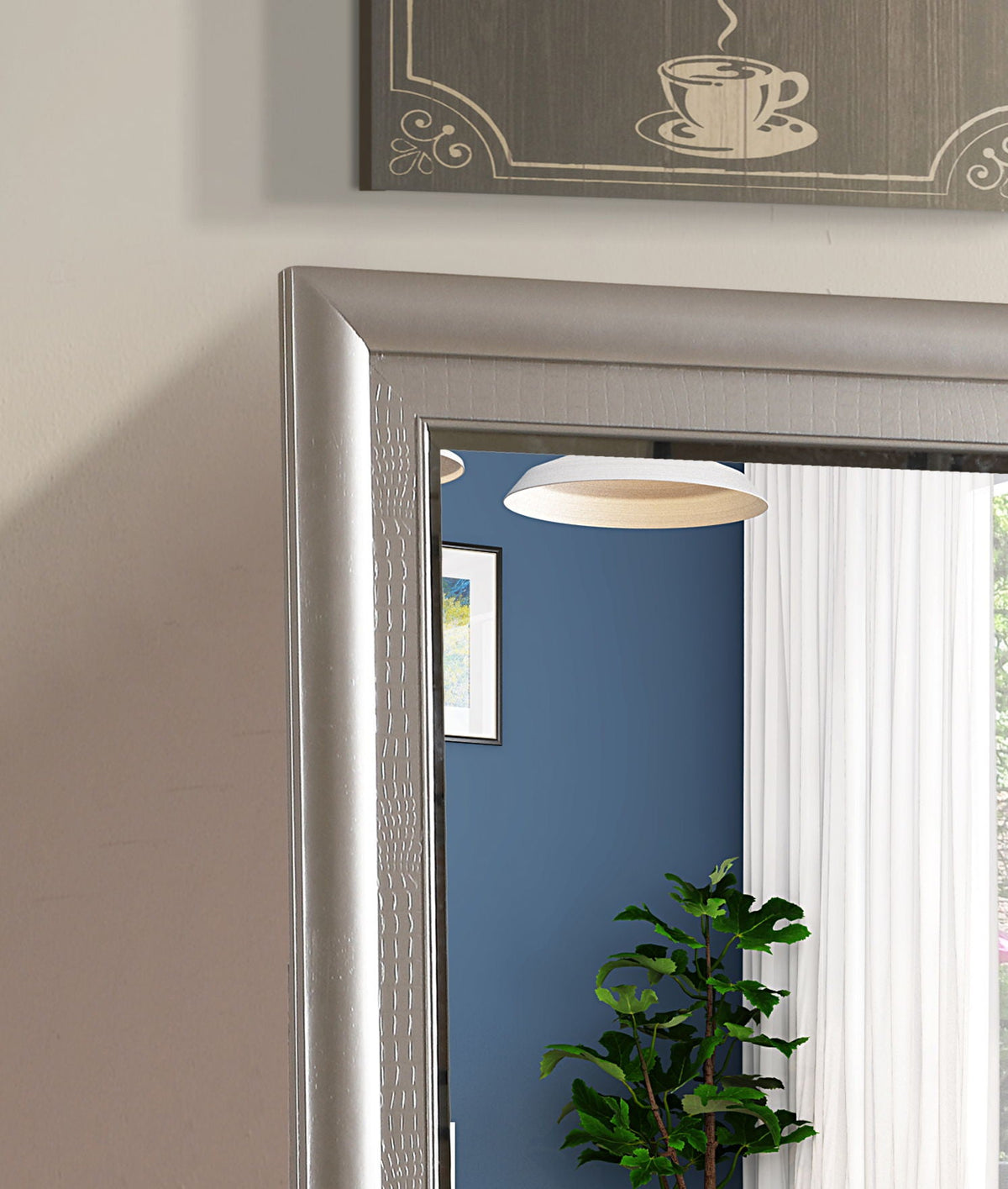 Silver Champagne Wall Mirror with Low Distortion Glass - Kat