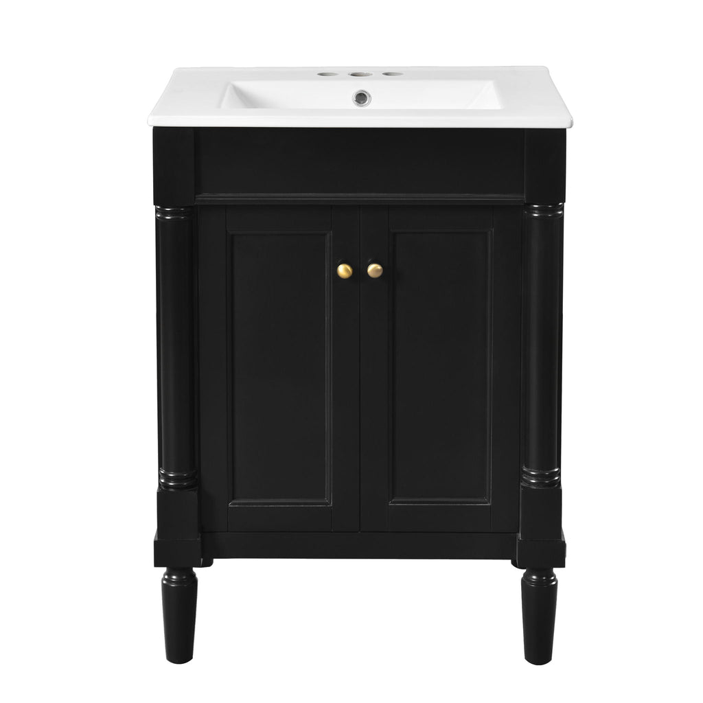 Bathroom Vanity With Top Sink and Two-Tier Storage Cabinet - Multiple Colors