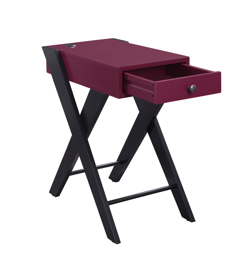 Fierce Accent Table with Built-in USB Port - Burgundy