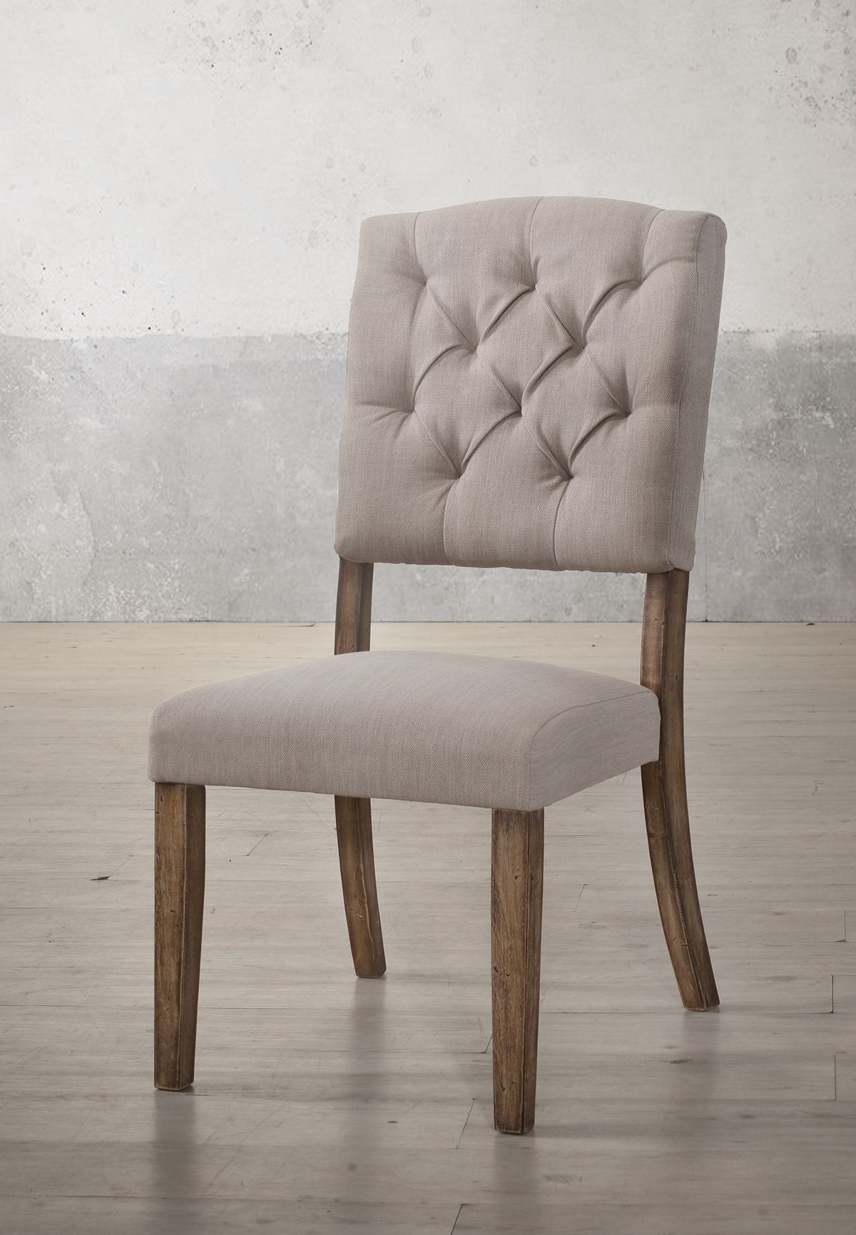 Weathered Side Chair Set with Button Tufting - Dark Brown or Dark Gray