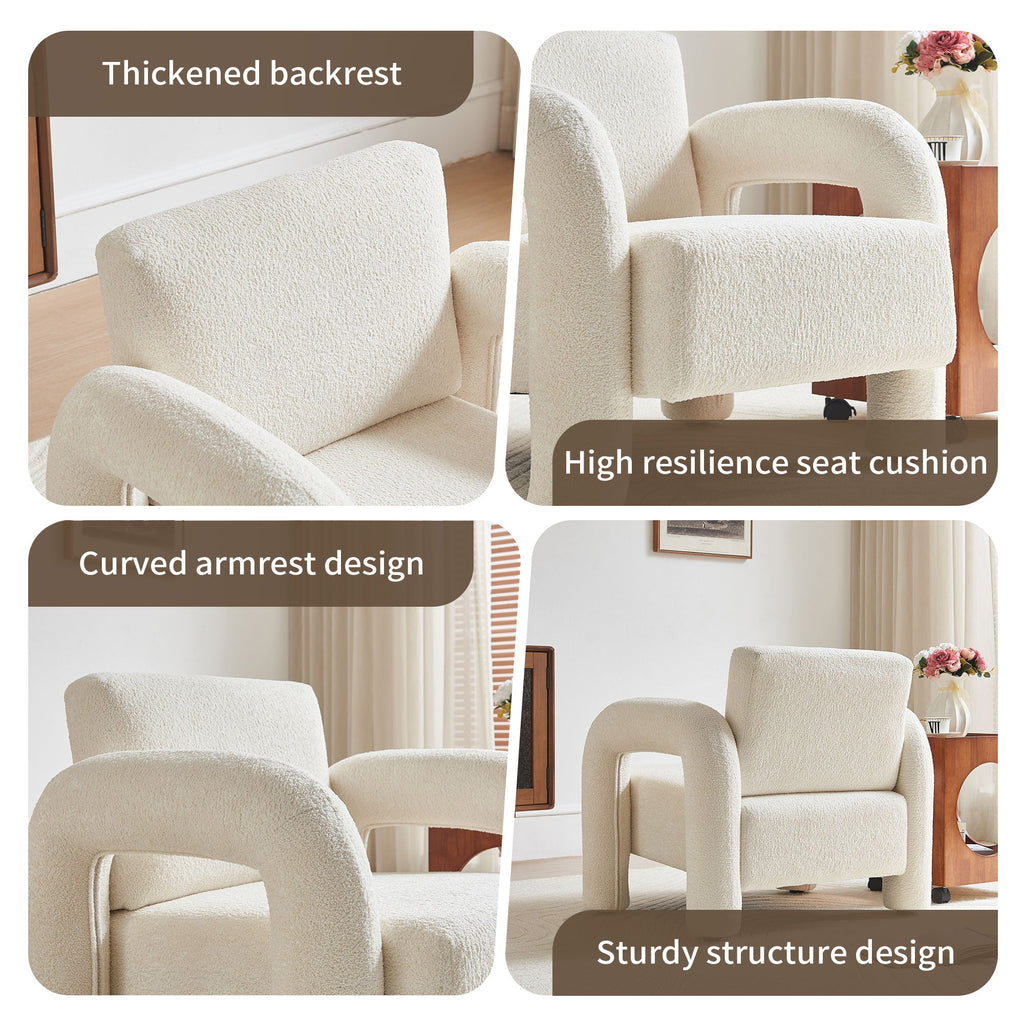 Modern Velvet Accent Chair with Plush Upholstery - Beige