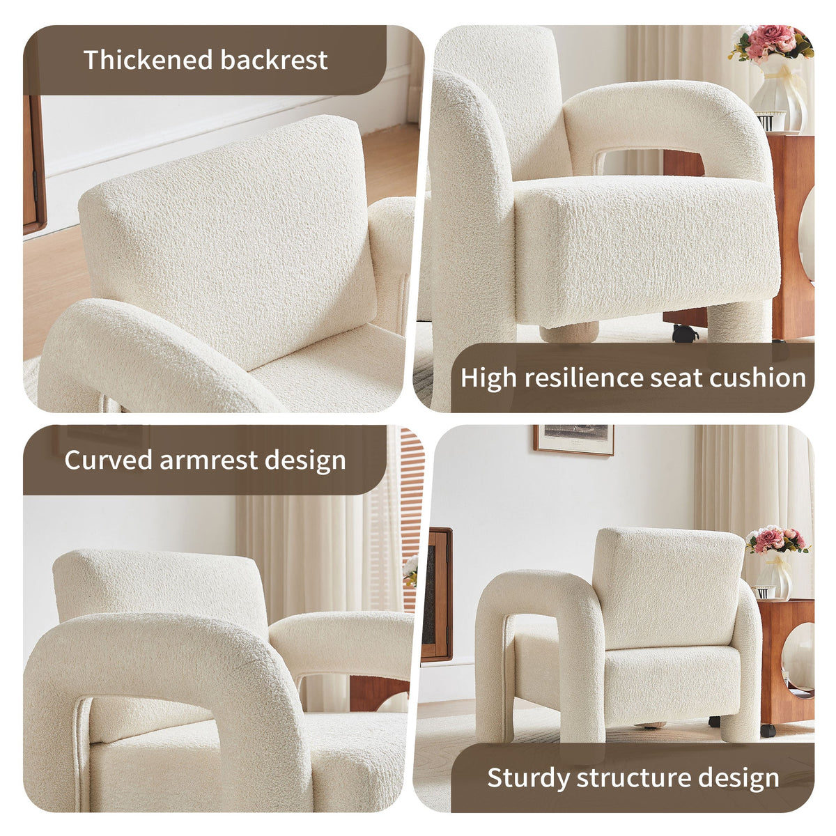 Modern Velvet Accent Chair with Plush Upholstery - Beige