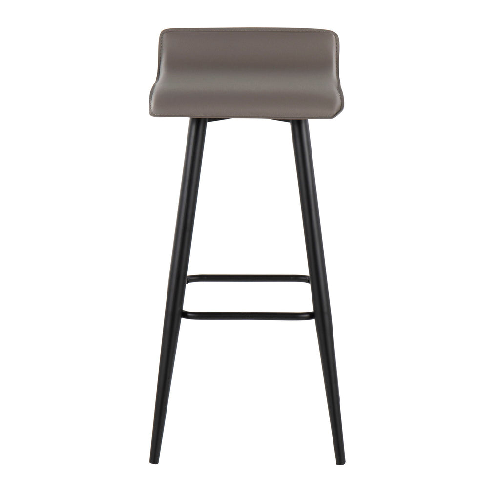 Contemporary Fixed Height Bar Stool Set with Metal Base - Pearl Silver or White