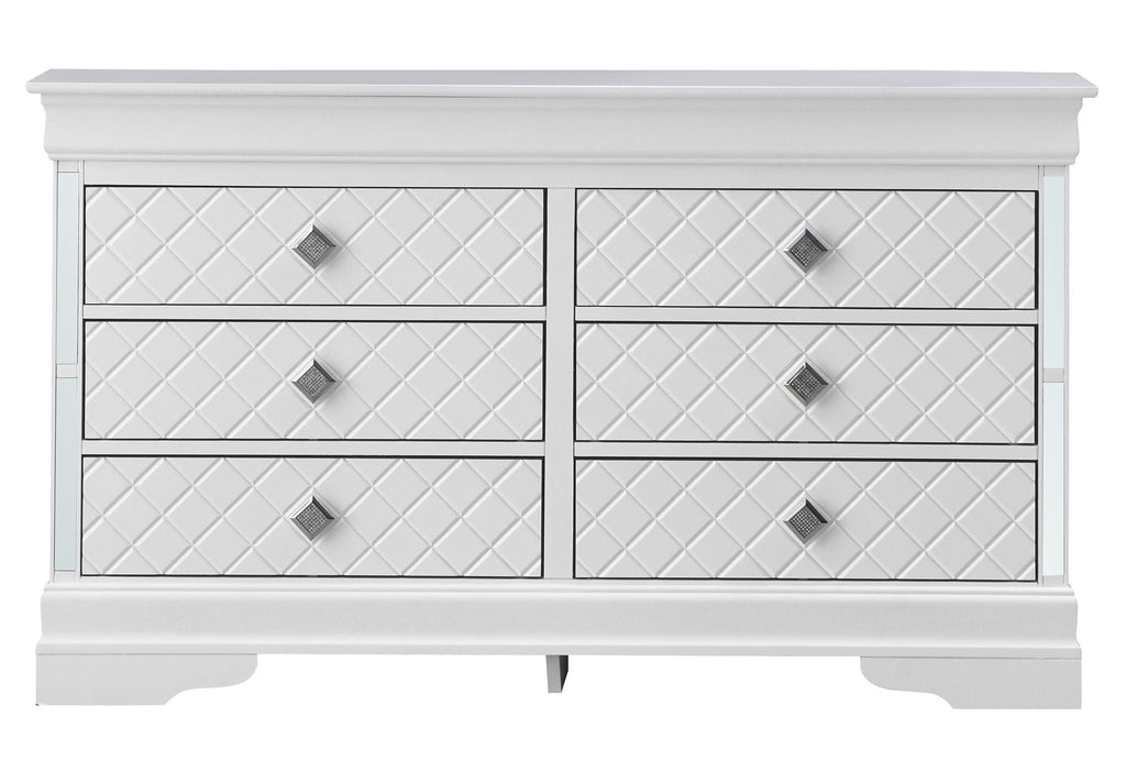 Silver Champagne Dresser with Embossed X Design - Verona