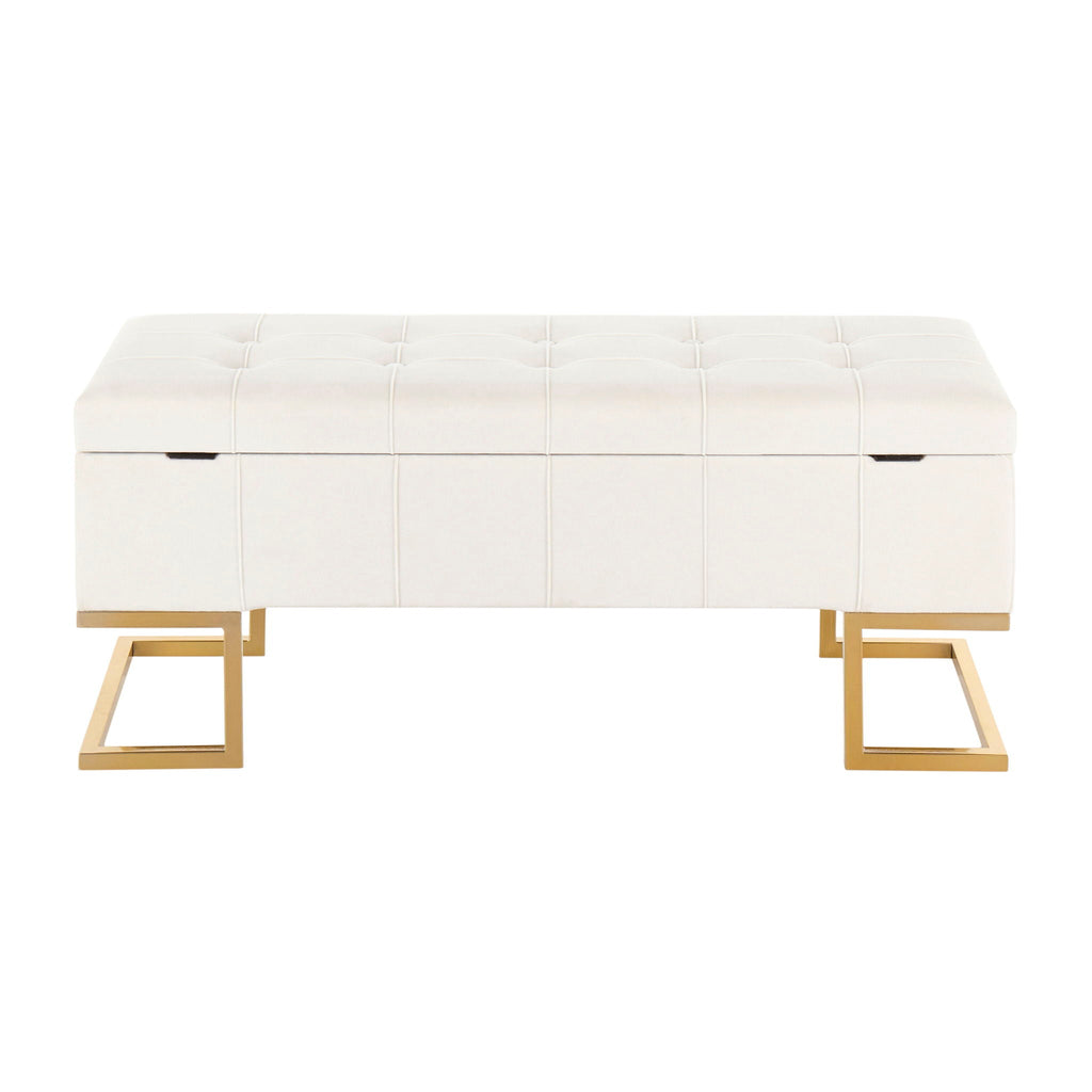 Contemporary Storage Bench with Flip-Top Storage - White