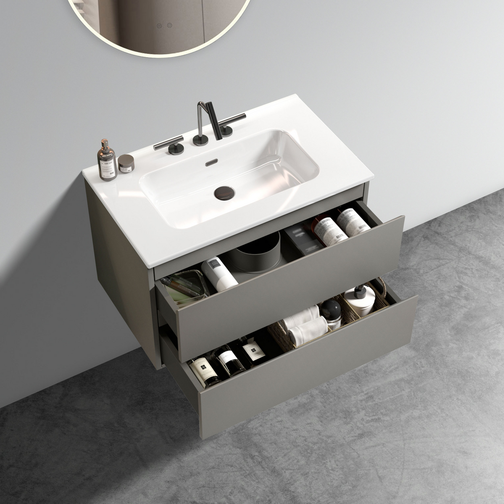 TIA 30" Wall Mount Bathroom Vanity with Soft-Closing Drawers - Space Grey