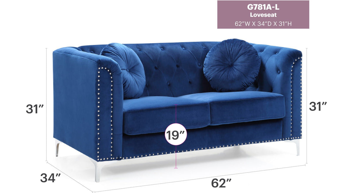 Stylish Sloped Arm Loveseat with MicroSuede Cover - Blue, Dark Gray, Red, Black