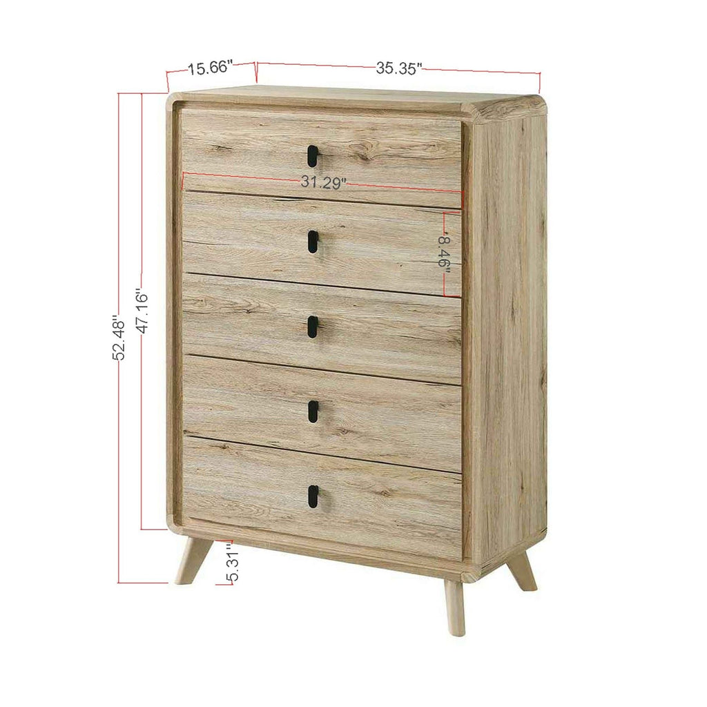 Chest With 5 Drawers - Mid-Century Design - Beige
