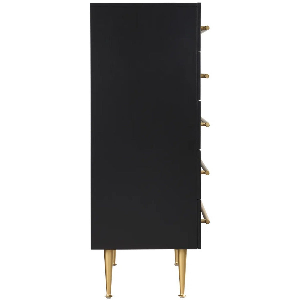 Contemporary 5 Drawer Chest with Brushed Metal Accents - White or Black